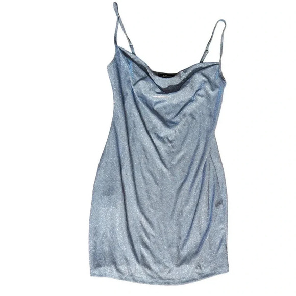 Jump Apparel Mini Dress Light Blue Glitter Club Hoco - Picture 13 of 14